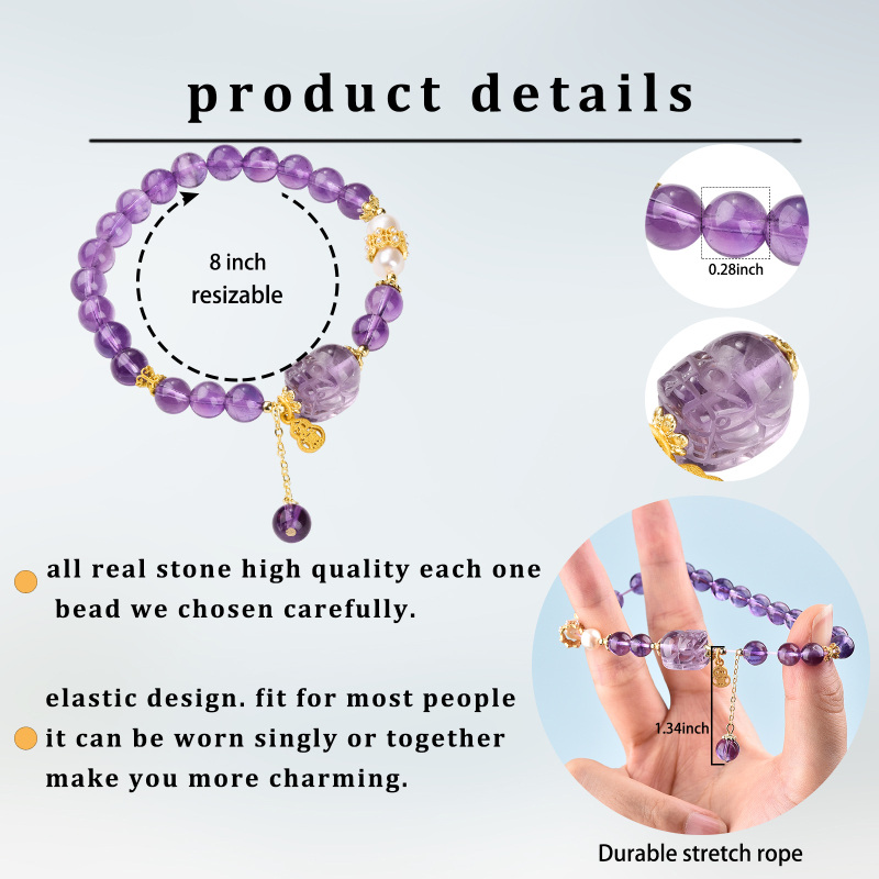 Pulsera con colgante de tropas valientes de amatista-6