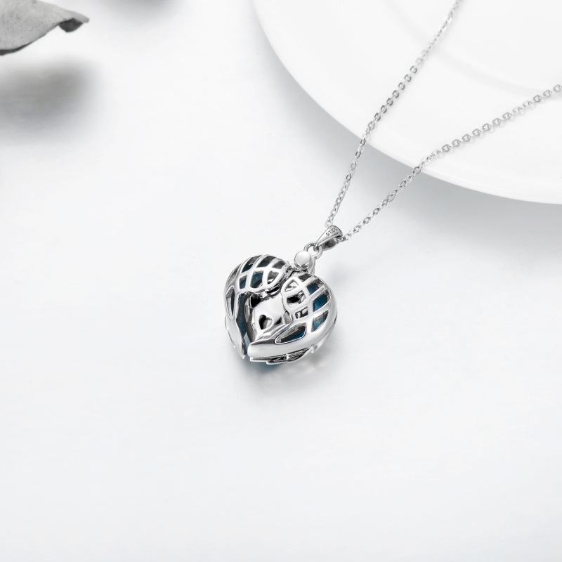 Sterling Silver Cubic Zirconia Angel Wing & Heart Pendant Necklace-6