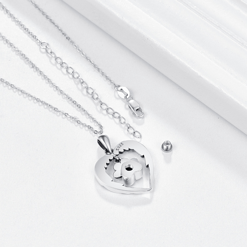 Colar de urna de coração de asa de anjo de pata de prata esterlina para cinzas para mulheres-4