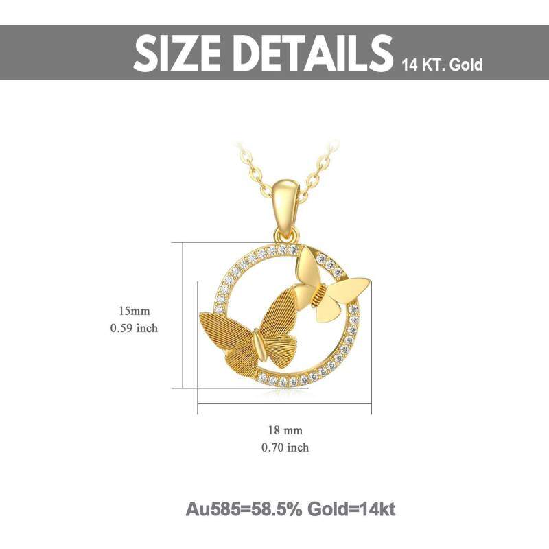 10K White Gold Moissanite Butterfly Pendant Necklace-5