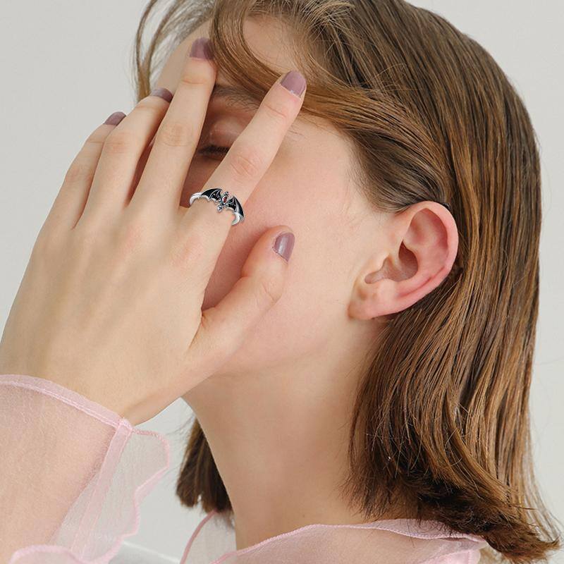 Sterling Silver Zircon Bat Ring-2