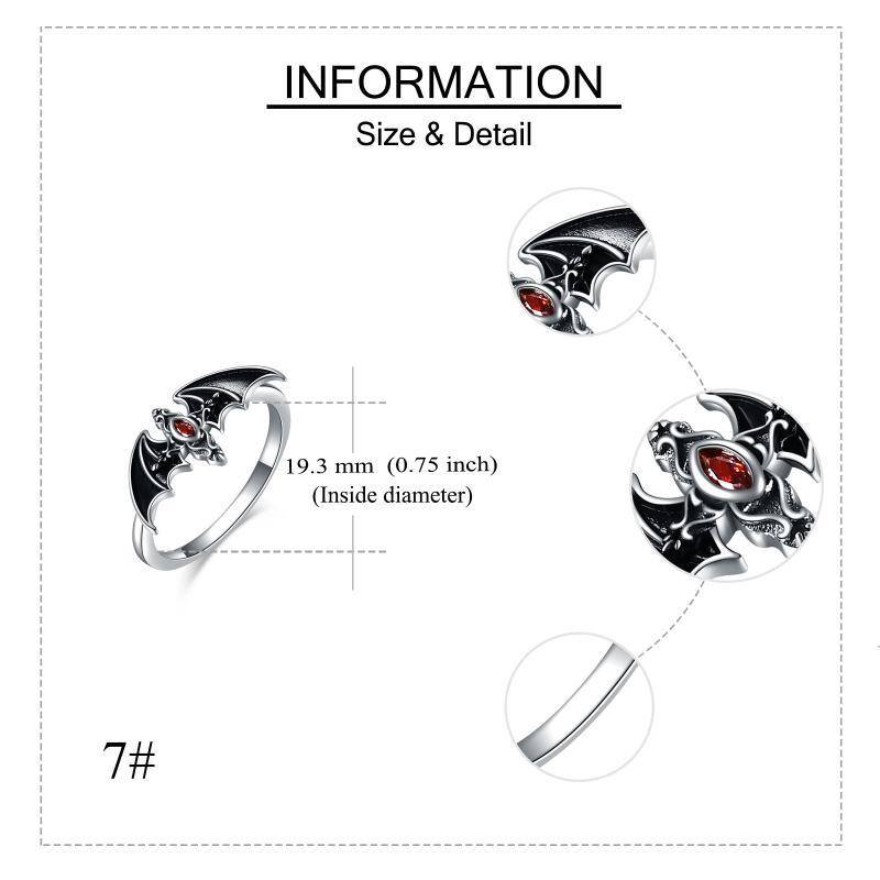 Sterling Silver Zircon Bat Ring-5