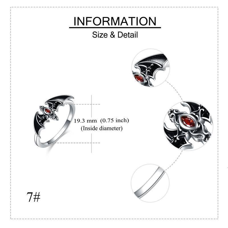 Anillo de murciélago con circonitas en plata de ley-5