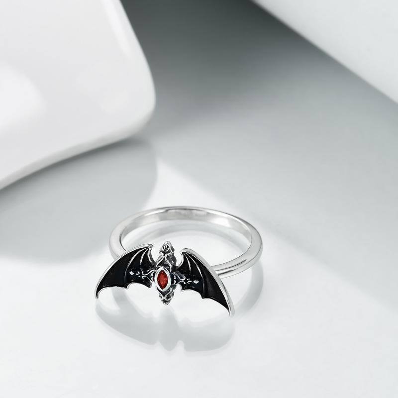 Sterling Silver Zircon Bat Ring-3