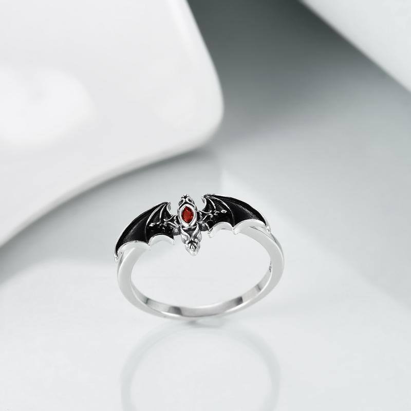 Sterling Silver Zircon Bat Ring-4
