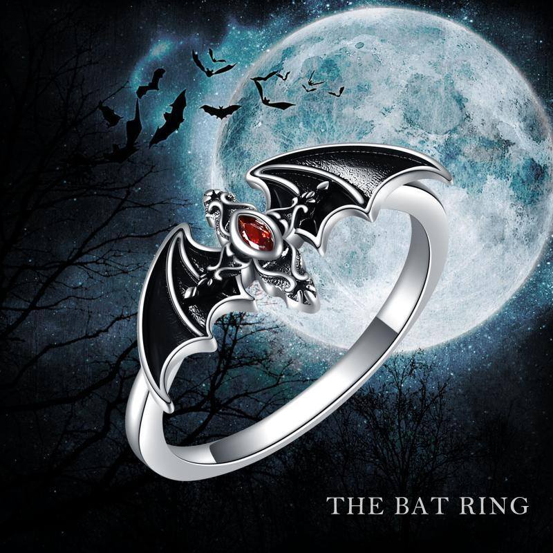 Sterling Silver Zircon Bat Ring-6