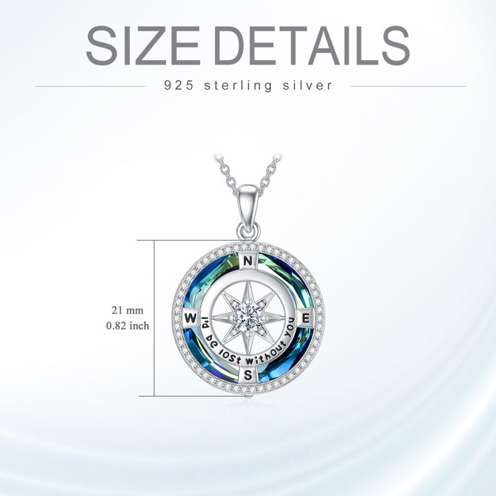 Collier avec pendentif en cristal en argent sterling avec boussole pour femmes et hommes-5
