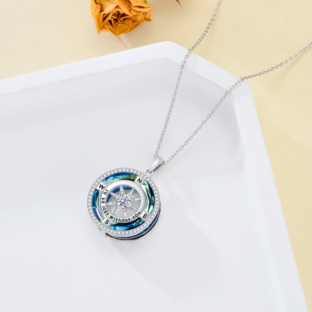 Collier avec pendentif en cristal en argent sterling avec boussole pour femmes et hommes-4