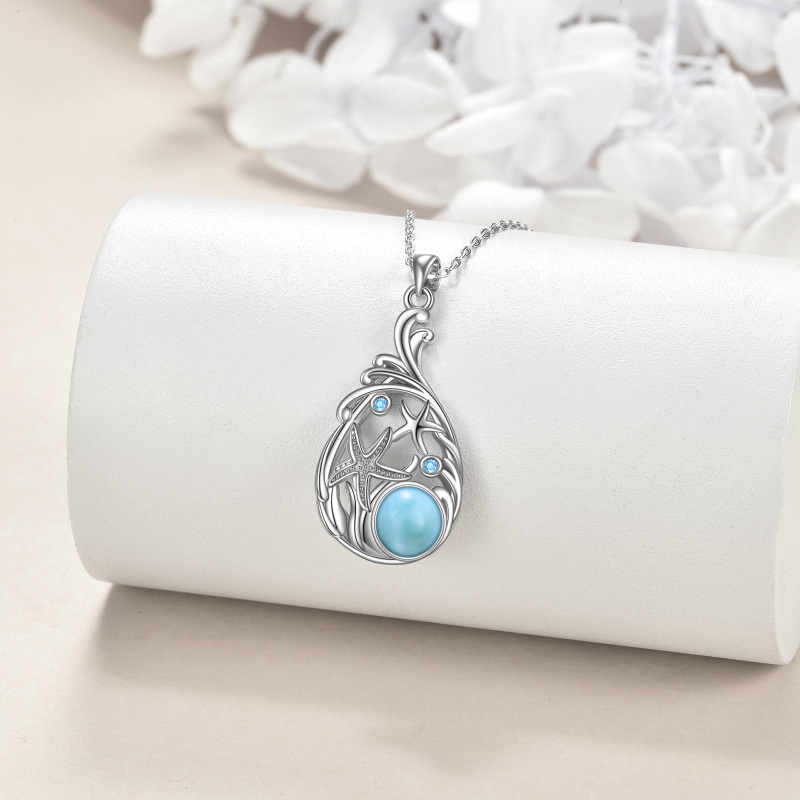 Sterling Silver Lalimar Stone Starfish & Spray Urn Necklace for Ashes for Women Men-3