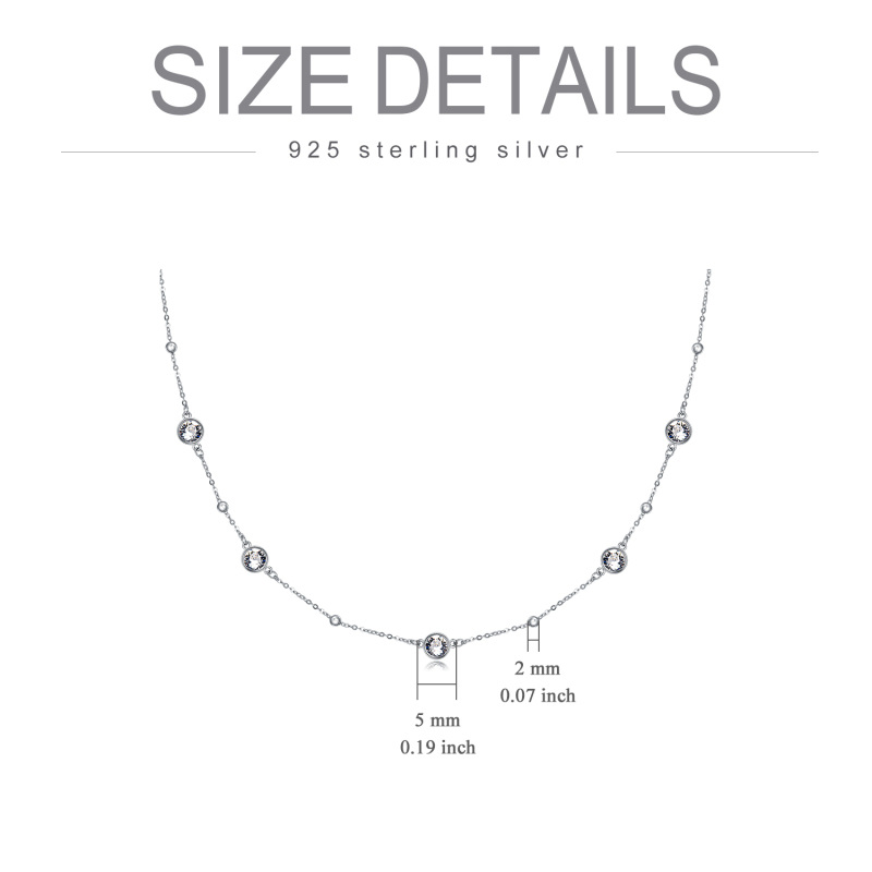 Sterling Silver Crystal Bead Station Necklace for Women-5