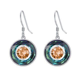 Sterling Silver Crystal Round Drop Earrings-14
