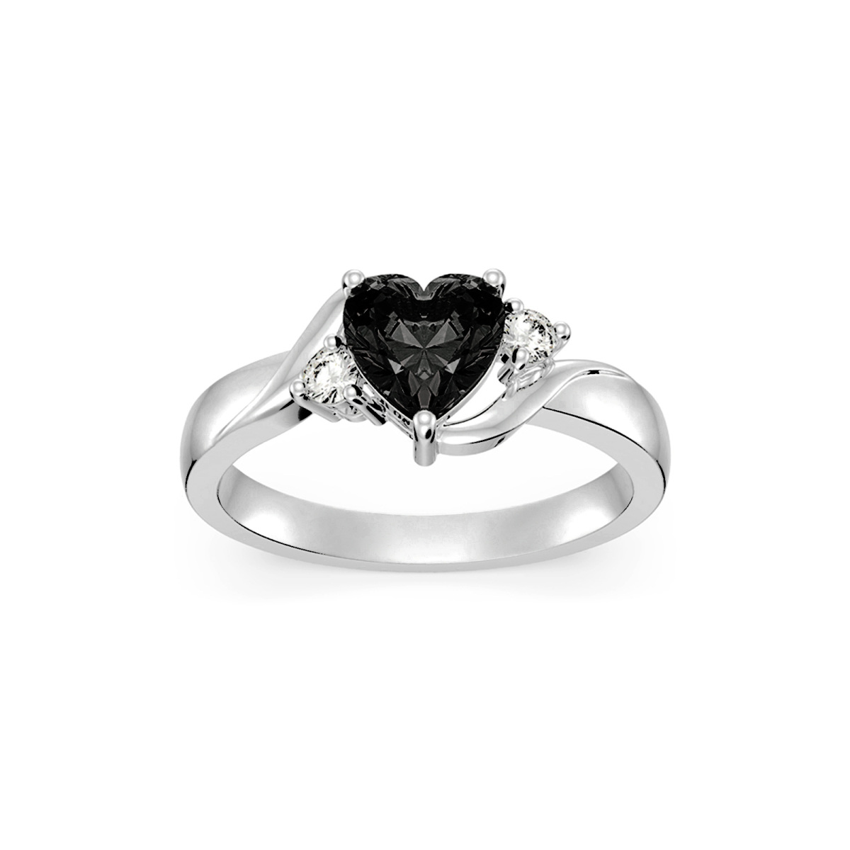 Sterling Silver Heart Cut Crystal Personalized Birthstone Three Stone Ring For Women-18