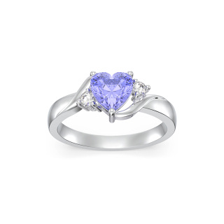 Sterling Silver Heart Cut Crystal Personalized Birthstone Three Stone Ring For Women-32