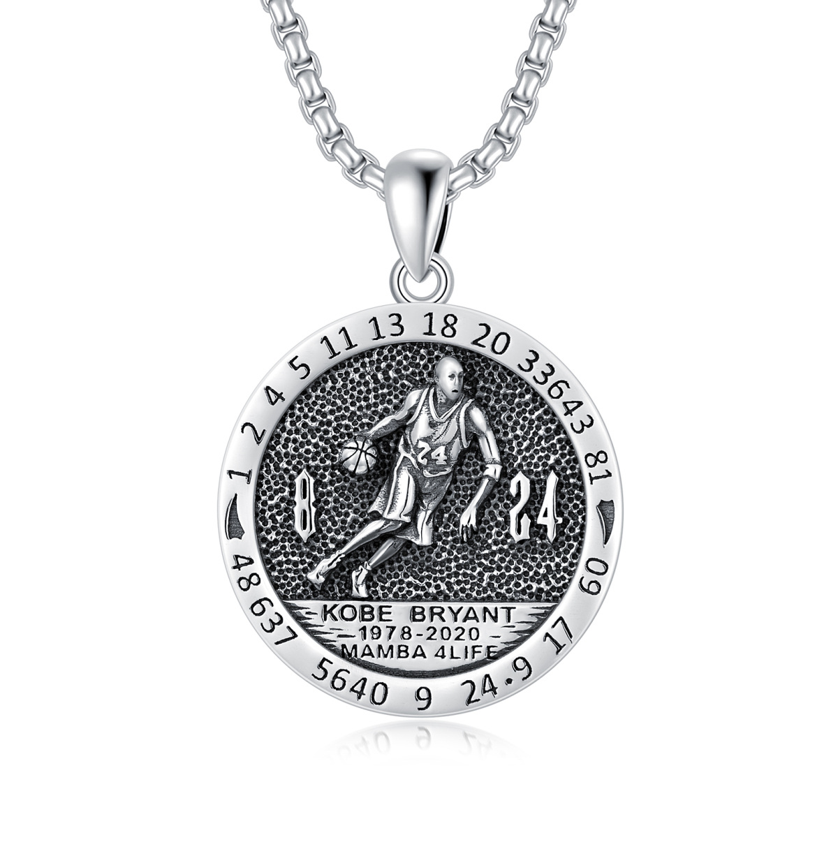 Sterling Silver Kobe Memorial Coin Necklace for Women Men-1