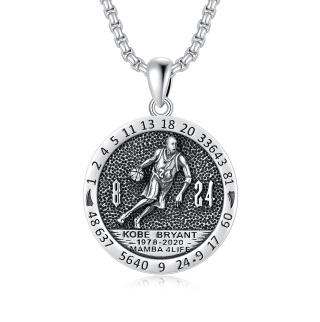 Sterling Silver Kobe Memorial Coin Necklace for Women Men-4