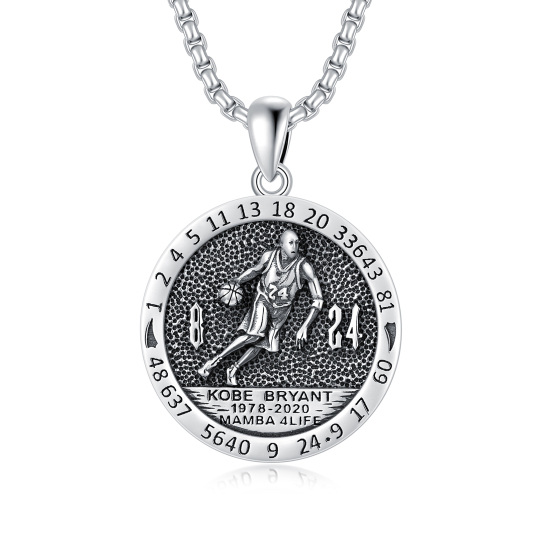 Collar con moneda conmemorativa de Kobe en plata de ley para mujeres y hombres