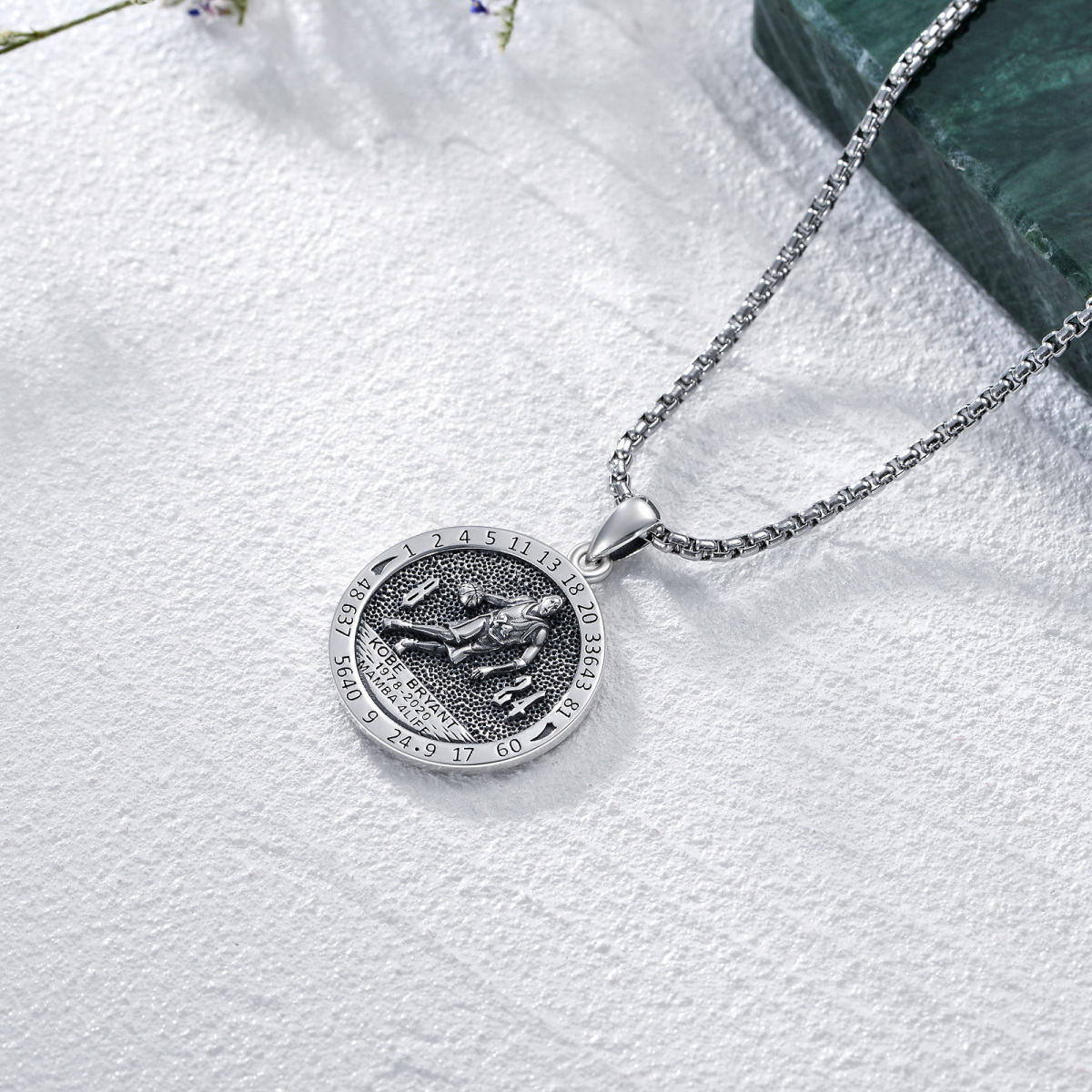 Sterling Silver Kobe Memorial Coin Necklace for Women Men-4