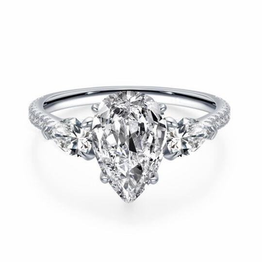 10K White Gold 1 CT Pear Cut Moissanite Engagement Ring