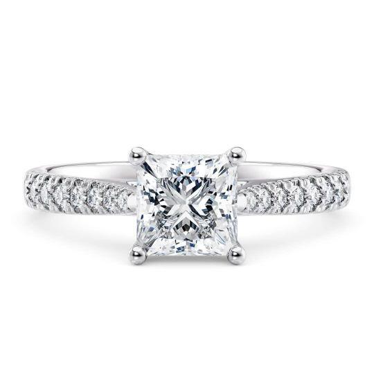 10K White Gold Princess Cut Moissanite Engagement Ring
