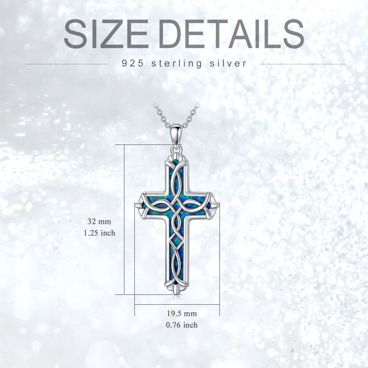 Sterling Silver Opal Celtic Knot & Cross Necklace for Women Men-5