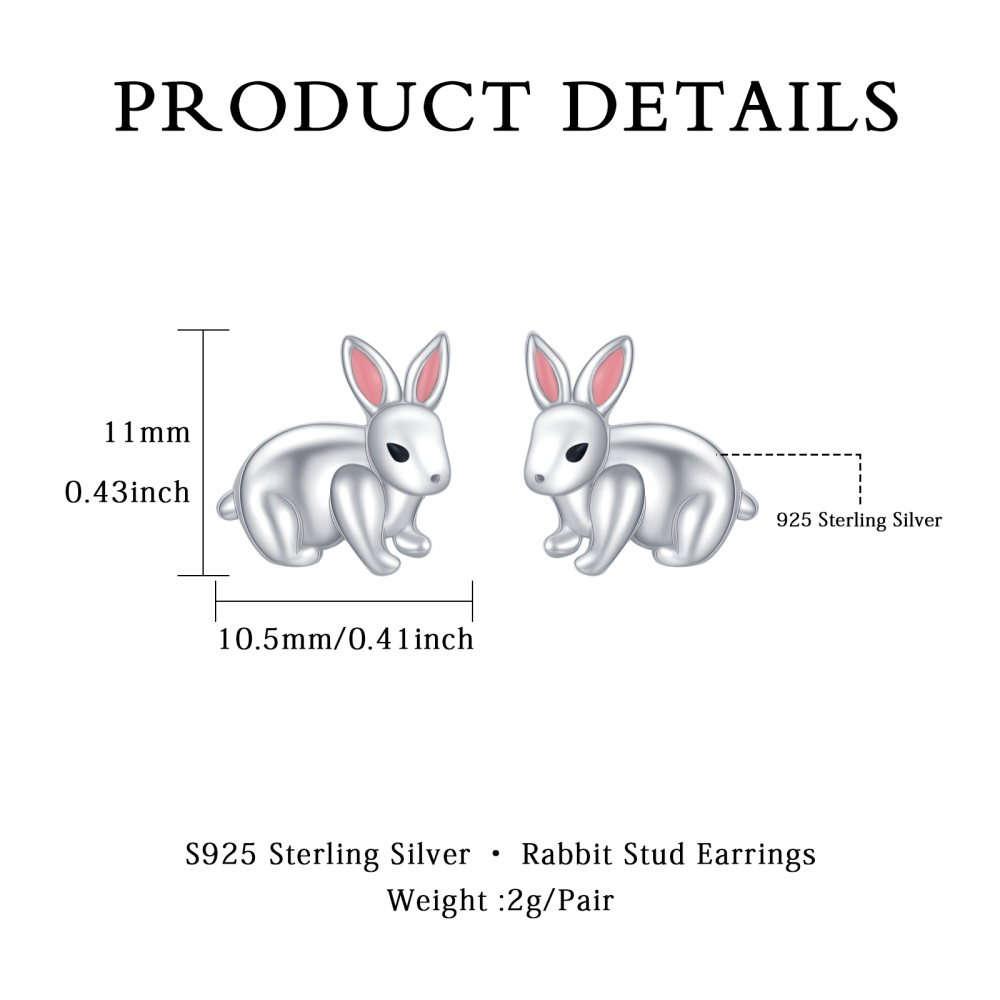 Sterling Silver Rabbit Stud Earrings for Women-5