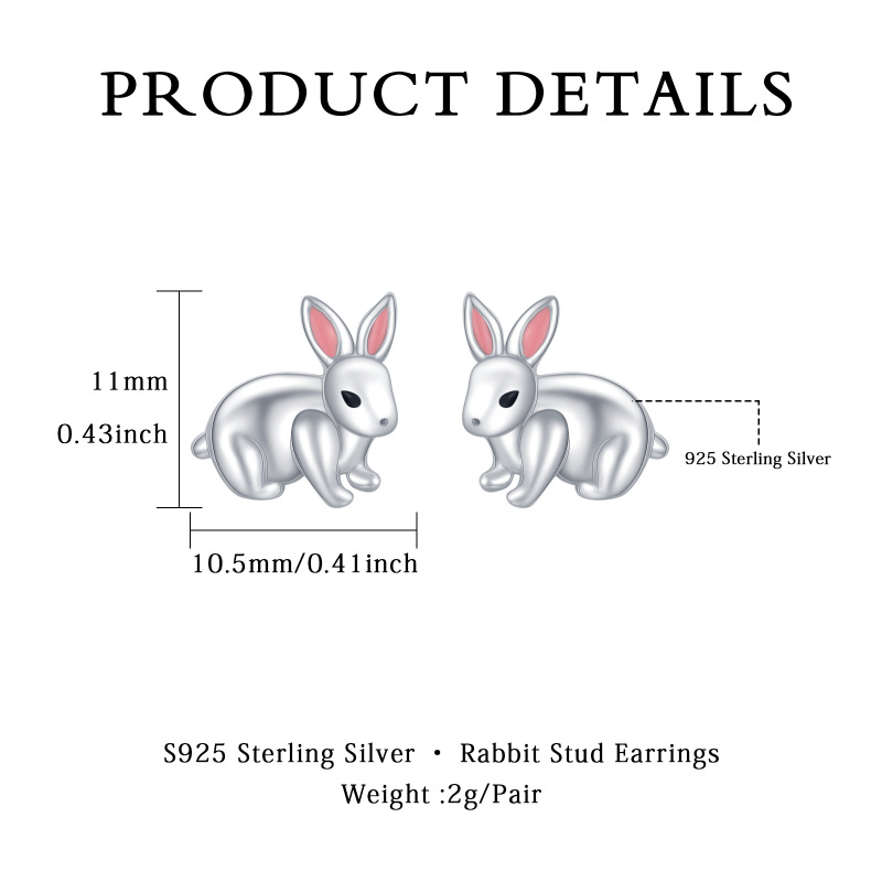 Srebrne kolczyki w kształcie królika dla kobiet-5