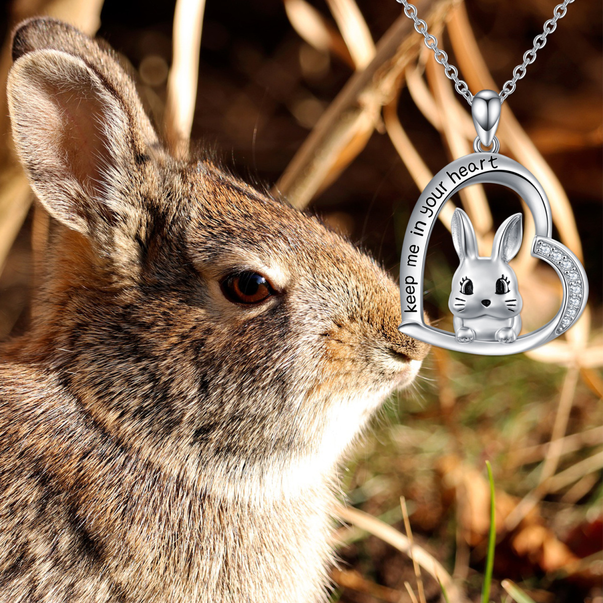 Bunny Keep Me in Your Heart Cute Rabbit Necklace for Women-4