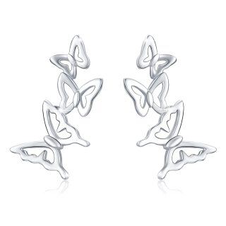 Sterling Silver Butterfly Stud Earrings-11
