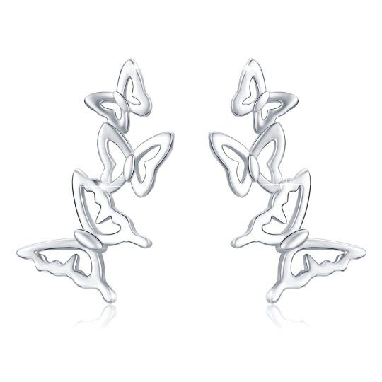 Boucles d'oreilles à tige en argent sterling avec papillon