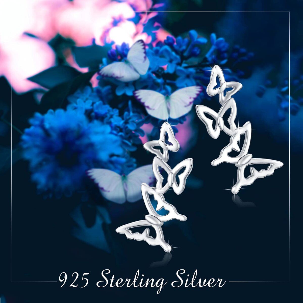 Sterling Silver Butterfly Stud Earrings-6