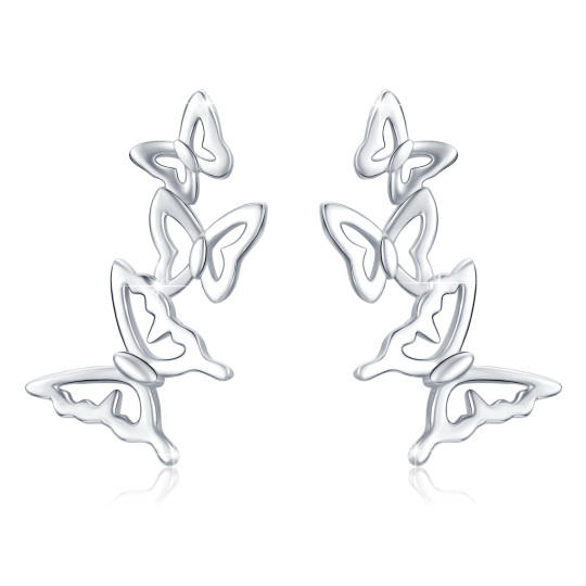 Sterling Silver Butterfly Climber Earrings