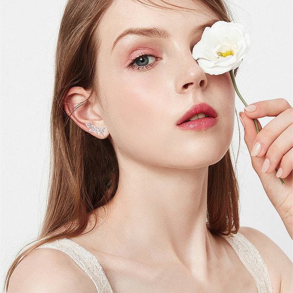 Orecchini A Borchia Farfalla 4 Mm Delicati Orecchini A Borchie Farfalla In Argento Sterling 925 Placcati Rodio - Piccoli E Delicati, 4 Mm Orecchini A Bottone Farfalla Delicati - Foto 5