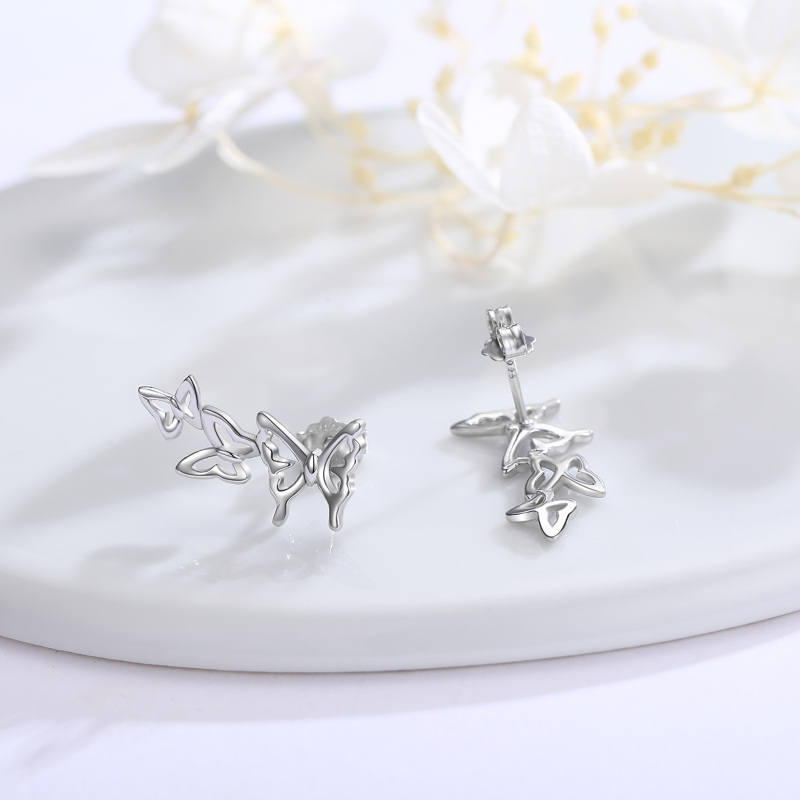 Sterling Silver Butterfly Climber Earrings-4