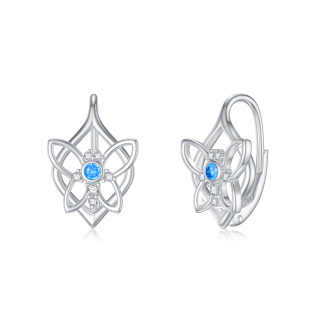 Sterling Silver Round Cubic Zirconia Butterfly Lever-back Earrings-41