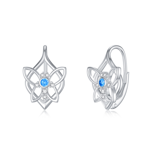 Sterling Silver Round Cubic Zirconia Butterfly Lever-back Earrings