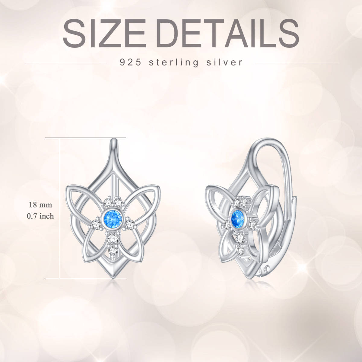 Sterling Silver Round Cubic Zirconia Butterfly Lever-back Earrings-6