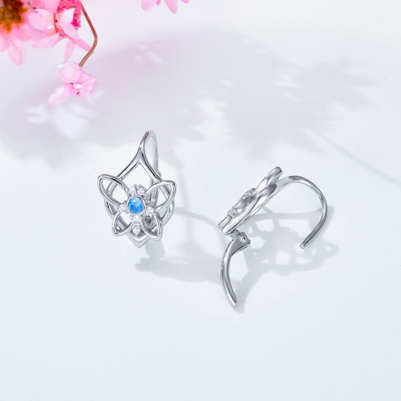 Orecchini a monachella con chiusura a leva in argento sterling e zirconi cubici rotondi-5