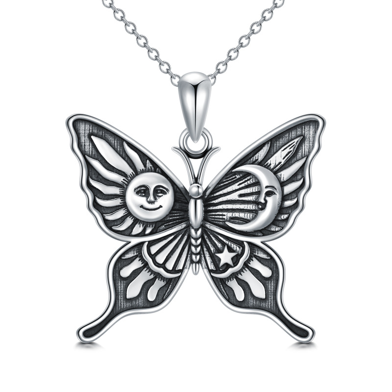 Butterfly Necklace 925 Sterling Silver Sun Moon and Star Celestial Butterfly Jewelry Gifts