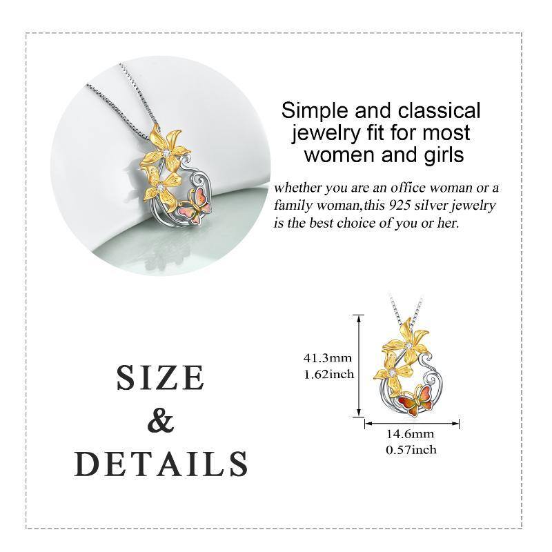 Colar de borboleta com pendente de borboleta em forma de lágrima em prata de lei-4