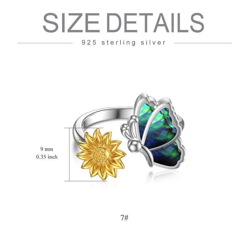 Sterling Silver Butterfly & Sunflower Ring-3