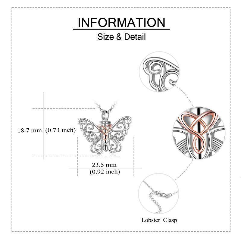 Sterling Silver Two-tone Butterfly & Celtic Knot Urn Necklace for Ashes for Women-5