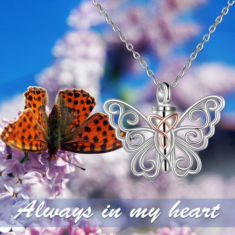 Sterling Silver Two-tone Butterfly & Celtic Knot Urn Necklace for Ashes for Women-6