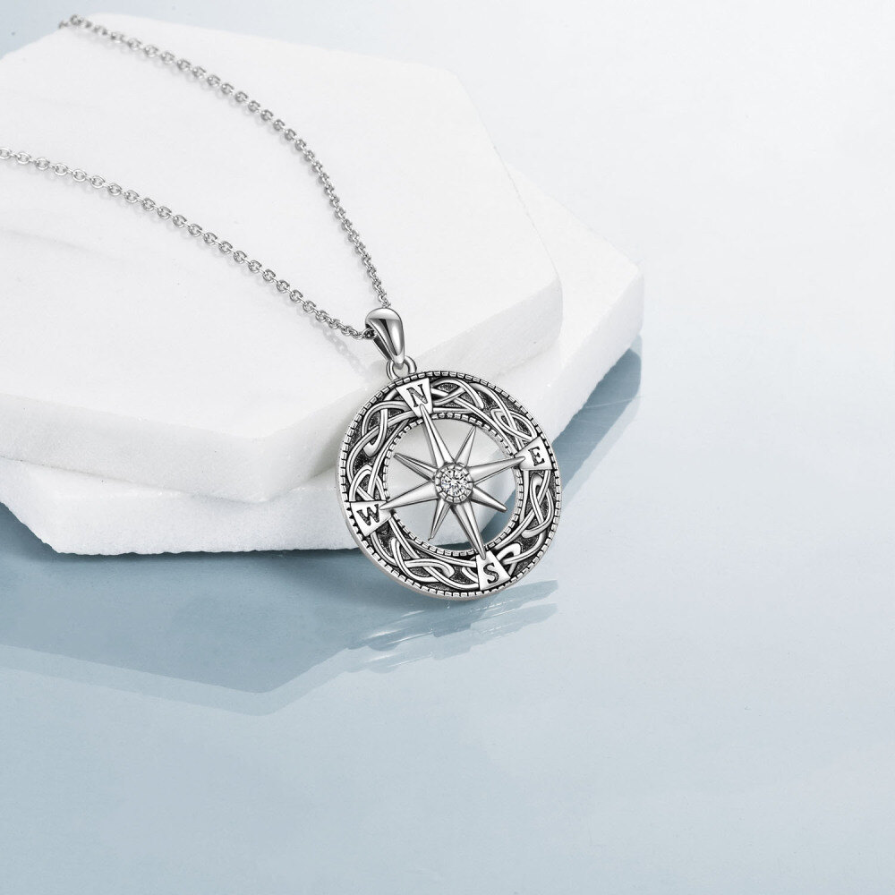 Sterling Silver Celtic Knot Compass Circle Urn Necklace for Ashes for Women Men-3