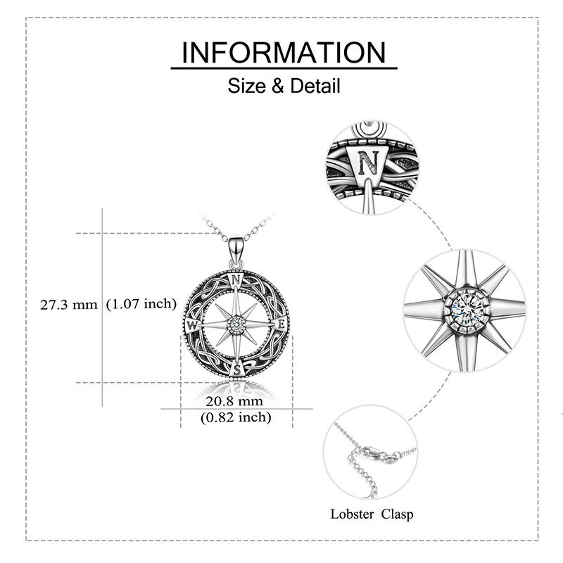 Sterling Silver Celtic Knot Compass Circle Urn Necklace for Ashes for Women Men-5