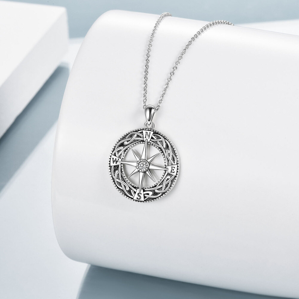 Sterling Silver Celtic Knot Compass Circle Urn Necklace for Ashes for Women Men-4