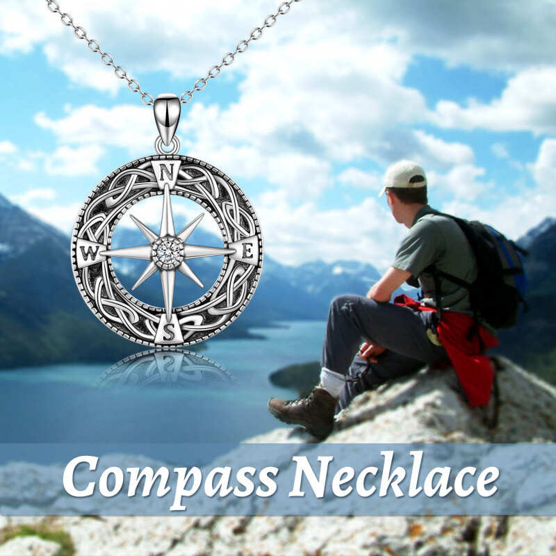Sterling Silver Celtic Knot Compass Circle Urn Necklace for Ashes for Women Men-6