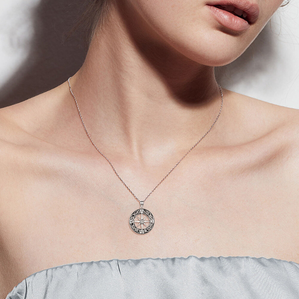 Sterling Silver Celtic Knot Compass Circle Urn Necklace for Ashes for Women Men-2