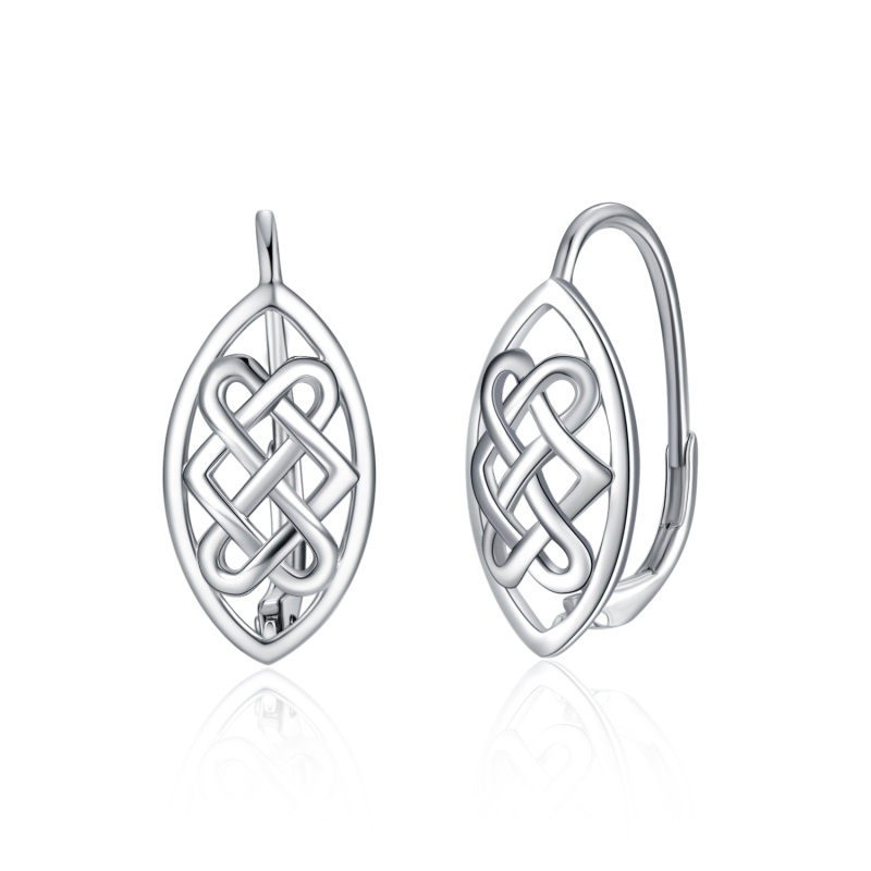 Sterling Silver Celtic Knot Lever-back Earrings-9