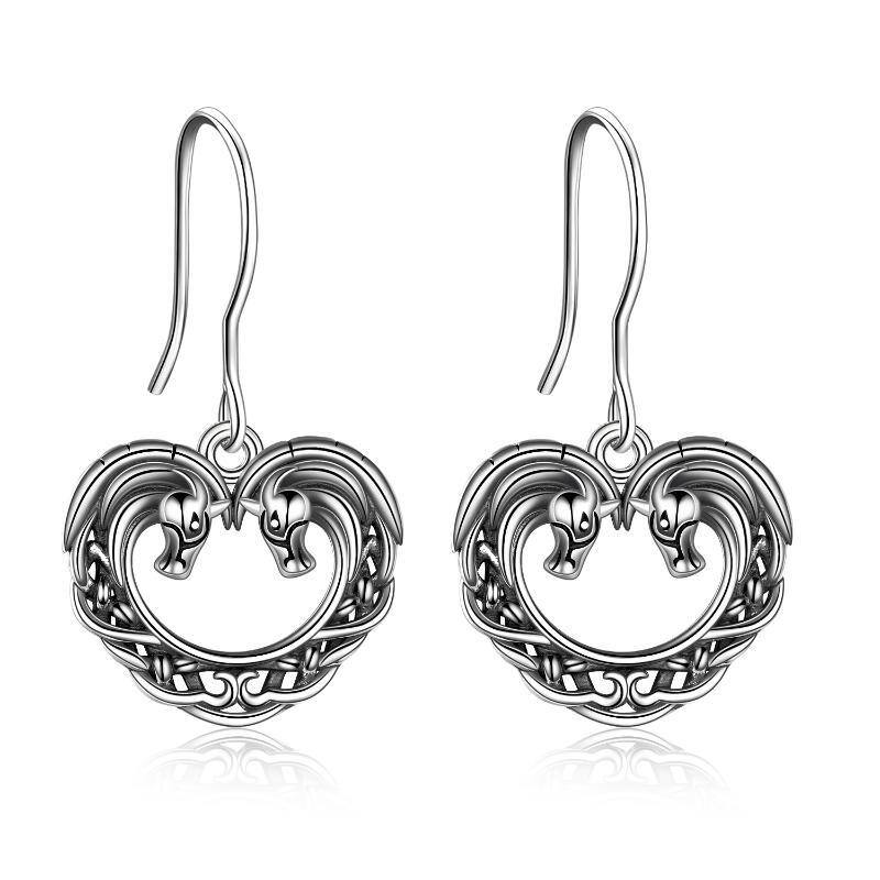 Sterling Silver Horse Drop Earrings-1