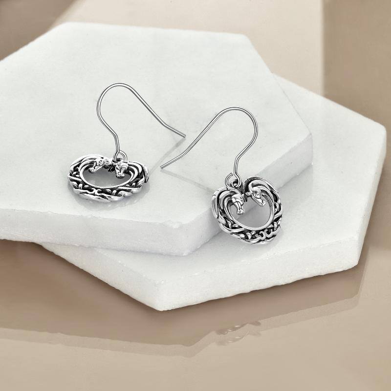 Sterling Silver Horse Drop Earrings-3